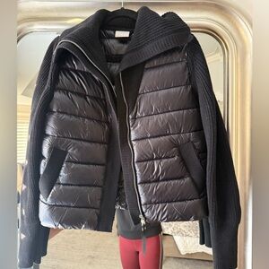 Varley Black Puffer Jacket with Knit Accents